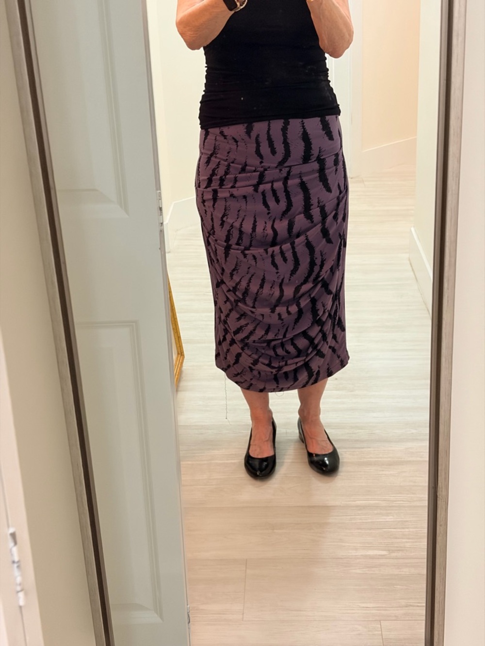 MxM Matthildur Midi Pencil Skirt in Plum Zebra Print